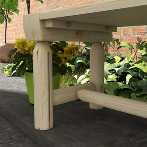 Wooden Outdoor Bench, Semicircular Round Patio Loveseat, Wrap Around Tree Bench with Slatted Seat for Yard, Garden, Deck, Lawn, Natural