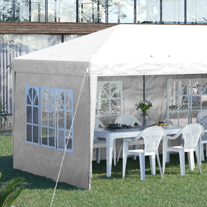3 x 6m Garden Pop Up Gazebo, Height Adjustable Marquee Party Tent with Sidewalls, Storage Bag, White