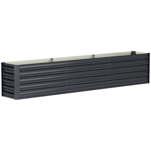 Galvanized Raised Garden Bed, 8 x 1.3 x 1.5ft Rectangular Planter Box, Reinforced Outdoor Raised Bed with Open Bottom for Vegetables, Flowers, Herbs, Dark Grey