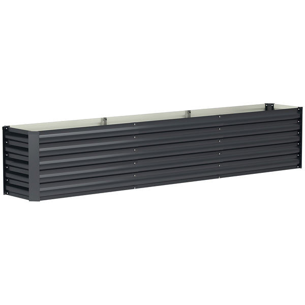 Galvanized Raised Garden Bed, 8 x 1.3 x 1.5ft Rectangular Planter Box, Reinforced Outdoor Raised Bed with Open Bottom for Vegetables, Flowers, Herbs, Dark Grey