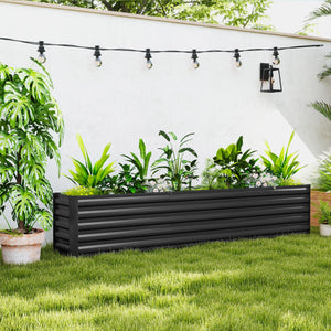 Galvanized Raised Garden Bed, 8 x 1.3 x 1.5ft Rectangular Planter Box, Reinforced Outdoor Raised Bed with Open Bottom for Vegetables, Flowers, Herbs, Dark Grey