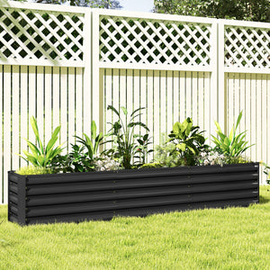 Galvanized Raised Garden Bed, 8 x 1.3 x 1.5ft Rectangular Planter Box, Reinforced Outdoor Raised Bed with Open Bottom for Vegetables, Flowers, Herbs, Dark Grey