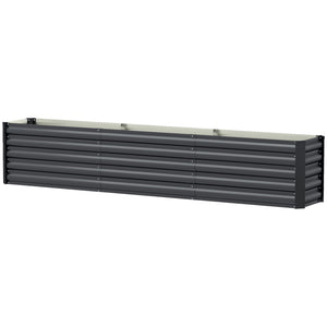 Galvanized Raised Garden Bed, 8 x 1.3 x 1.5ft Rectangular Planter Box, Reinforced Outdoor Raised Bed with Open Bottom for Vegetables, Flowers, Herbs, Dark Grey