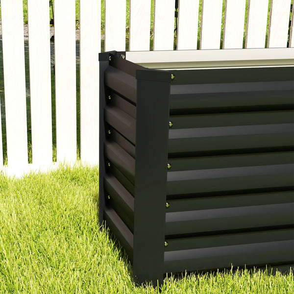 Galvanized Raised Garden Bed, 8 x 1.3 x 1.5ft Rectangular Planter Box, Reinforced Outdoor Raised Bed with Open Bottom for Vegetables, Flowers, Herbs, Dark Grey