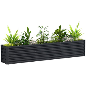Galvanized Raised Garden Bed, 8 x 1.3 x 1.5ft Rectangular Planter Box, Reinforced Outdoor Raised Bed with Open Bottom for Vegetables, Flowers, Herbs, Dark Grey