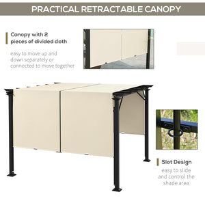 10' x 10' Retractable Pergola Canopy, Outdoor Gazebo with Sun Shade Canopy and Steel Frame, for Backyard, Garden, Patio, Deck, Beige