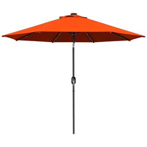 9ft Solar Patio Umbrella Outdoor Sunshade 24 LED Lights Tilt Canopy, Orange