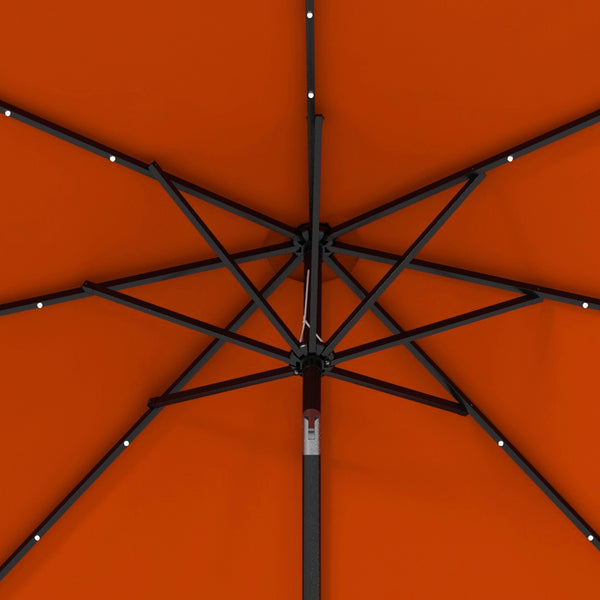 2.7m Patio Garden Umbrella Outdoor Parasol with Tilt Crank and 24 LEDs Lights (Orange)
