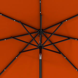 9ft Solar Patio Umbrella Outdoor Sunshade 24 LED Lights Tilt Canopy, Orange