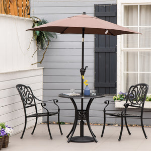 78 cm Round Garden Dining Table with Parasol Hole Antique Cast Aluminium Outdoor Table Only, Black