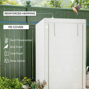 4 Tier Lean-to Mini Greenhouse with Reinforced PE Cover, Portable Small Greenhouse with Roll-Up Door, Grey Hemmed Edging, 110 x 50 x 171cm, Grey
