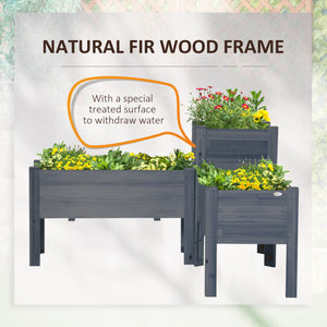 Raised Garden Bed Set of 3, Wooden Elevated Planter Box with Legs and Bed Liner, for Backyard and Patio to Grow Vegetables, Herbs, and Flowers, Gray