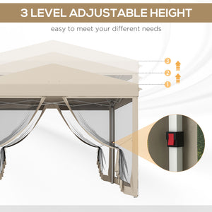 210D Oxford 10' x 10' Pop Up Canopy Tent with Netting, Instant Screen Room House, Tents for Parties, Height Adjustable, with Carry Bag, for Outdoor, Garden, Patio