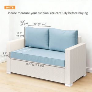 2 Seater Outdoor Seat Cushions with Backrest, Loveseat Double Sofa Outdoor Furniture Cushions, Fade-Resistant Replacement Patio Cushions for Indoor and Outdoor, Light Blue
