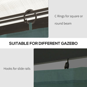 10' x 10' Universal Gazebo Sidewall Set with 4 Panels, Hooks/C-Rings Included for Pergolas & Cabanas, Slate Grey
