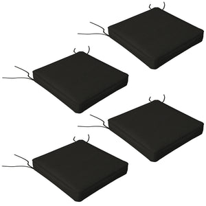 Set of 4 Outdoor Seat Cushions with Ties, Water Repellent Seat Pads for Garden Patio Kitchen Office Chairs, Black