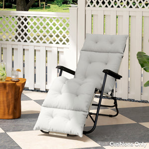 Sun Lounger Cushions Only, 190x56x10cm Garden Lounge Chair Cushions, UPF20+ 220gsm Fabric, Thick Sunbed Replacement Pads with 6 Ties, Light Grey