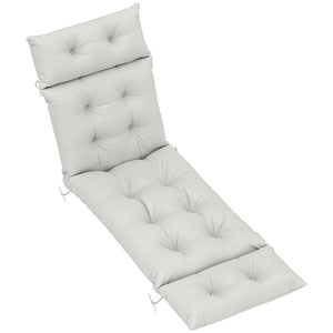 Sun Lounger Cushions Only, 190x56x10cm Garden Lounge Chair Cushions, UPF20+ 220gsm Fabric, Thick Sunbed Replacement Pads with 6 Ties, Light Grey