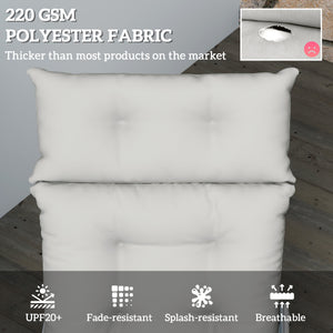 Sun Lounger Cushions Only, 190x56x10cm Garden Lounge Chair Cushions, UPF20+ 220gsm Fabric, Thick Sunbed Replacement Pads with 6 Ties, Light Grey