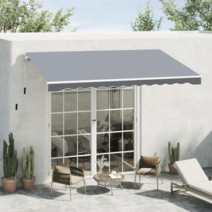 2.5m x 2m Garden Patio Manual Awning Canopy Sun Shade Shelter Retractable with Winding Handle Grey