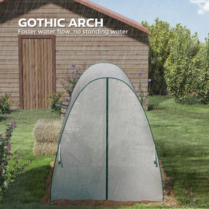 Hoop House Greenhouse with Sandbags and Hemmed PE Cover, 1.8 x 1.8 x 2m Walk-In Tunnel Green House with 2 Doors and Screen Windows, Portable Greenhouse Gardening Plant Hot House, White