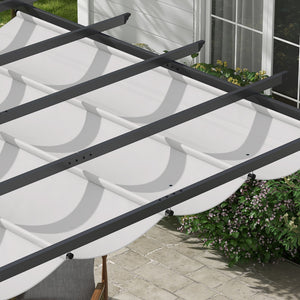 3 x 3(m) Pergola with Retractable Roof Canopy, Aluminium Frame Garden Gazebo Outdoor Sun Shade Shelter for Grill, Patio, Light Grey