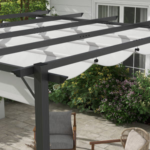 3 x 3(m) Pergola with Retractable Roof Canopy, Aluminium Frame Garden Gazebo Outdoor Sun Shade Shelter for Grill, Patio, Light Grey