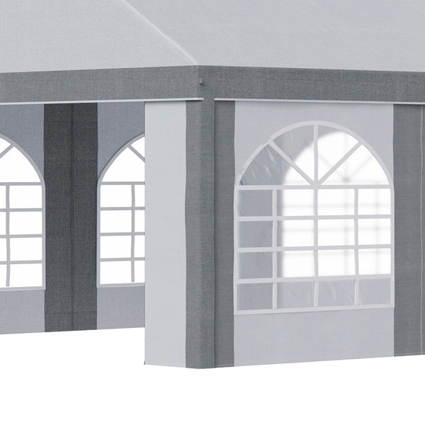 8 x 4m Galvanised Party Tent, Marquee Gazebo with Sides, Eight Windows and Double Doors, for Parties, Wedding and Events
