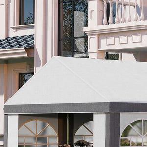 8 x 4m Galvanised Party Tent, Marquee Gazebo with Sides, Eight Windows and Double Doors, for Parties, Wedding and Events