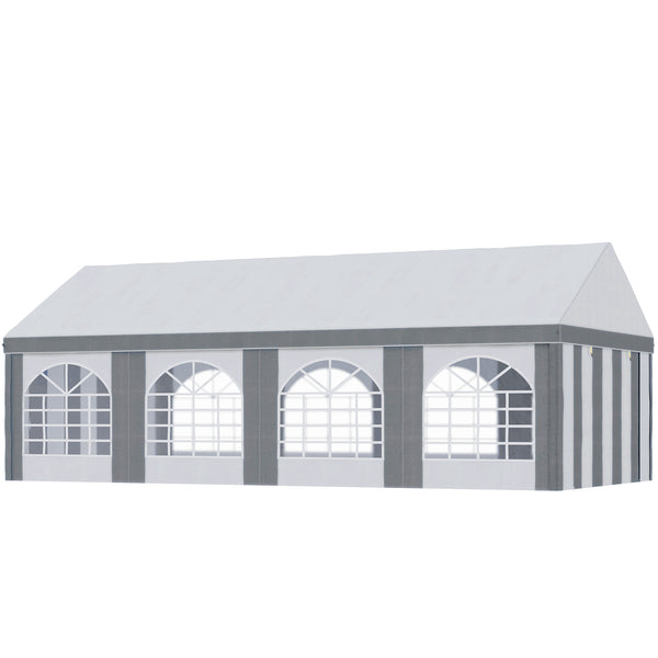 8 x 4m Galvanised Party Tent, Marquee Gazebo with Sides, Eight Windows and Double Doors, for Parties, Wedding and Events