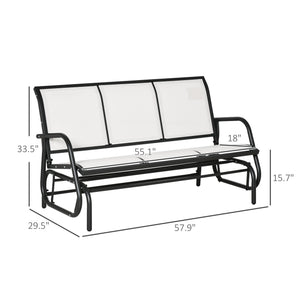 3-Seater Outdoor Glider Swing with Breathable Mesh, Metal Frame, Cream White