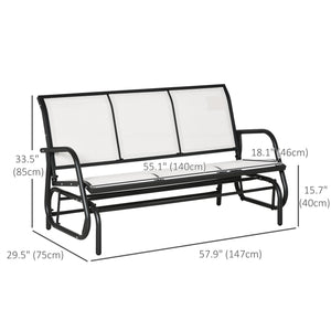3-Seat Outdoor Glider Chair, Patio Glider Outdoor Rocking Chair with Steel Frame, Sling Fabric Seat for Garden, Backyard, Lawn, Cream White