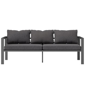 Aluminum Outdoor Sofa, 3-Seater Patio Couch, Patio Furniture Outdoor Couch with Cushions, Wide Seat, Armrests for Garden, Backyard, Balcony, Dark Grey