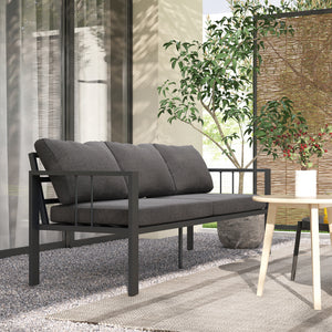 Aluminum Outdoor Sofa, 3-Seater Patio Couch, Patio Furniture Outdoor Couch with Cushions, Wide Seat, Armrests for Garden, Backyard, Balcony, Dark Grey