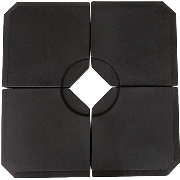 Set of 4 Parasol Base Stand Weights for Cantilever Parasols, Water and Sand Filled, Up to 120kg, Black