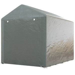 5.2 x 7.2 ft Portable Shed, Outdoor Storage Shed Bike Tent with Waterproof Cover, Galvanized Steel Frame & Roll-up Door for Bikes, Garden Tools, Motorcycles,, Light Grey