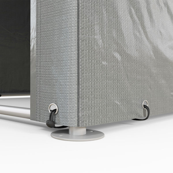 5.2 x 7.2 ft Portable Shed, Outdoor Storage Shed Bike Tent with Waterproof Cover, Galvanized Steel Frame & Roll-up Door for Bikes, Garden Tools, Motorcycles,, Light Grey