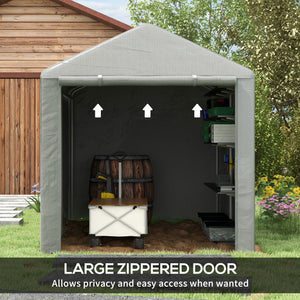 5.2 x 7.2 ft Portable Shed, Outdoor Storage Shed Bike Tent with Waterproof Cover, Galvanized Steel Frame & Roll-up Door for Bikes, Garden Tools, Motorcycles,, Light Grey